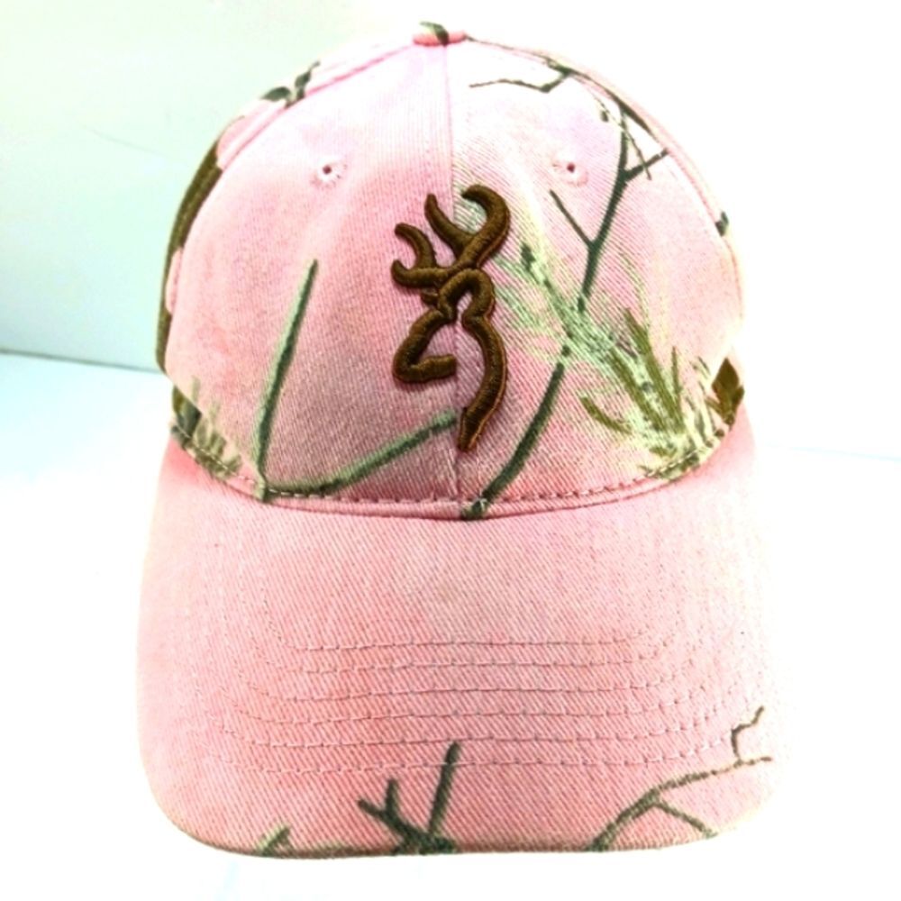 NWOT Browning Pink Camo Ballcap With Buckmark Logo Hook Loop Closure Womans OS